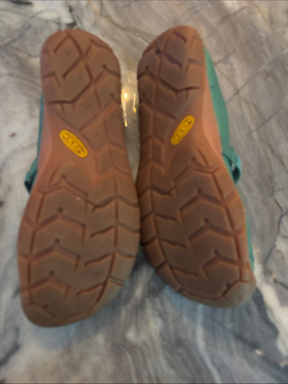 KEEN Teal Green Slip-On Flats with Elastic Cross Straps - Picture 8 of 9